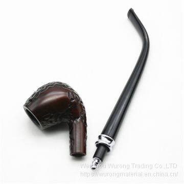 245mm Length Wooden Resin Medium Tobacco Pipe With Small Black Carving Head for Smoking photo-5