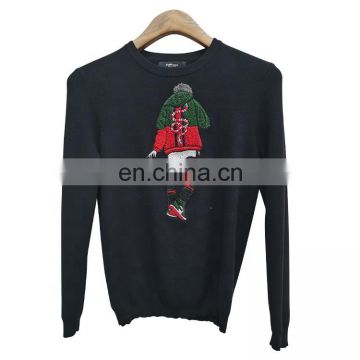 DiZNEW New Design Custom Knitted Embroidered Black Ugly Christmas Sweater Men