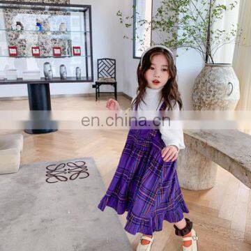 2020 girls skirt plaid suspender skirt