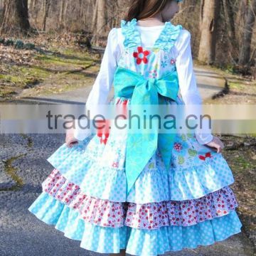 light color floral flutter dress triple ruffle clothes korea design dress for teens