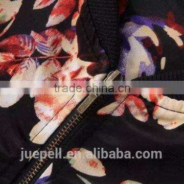 OEM Clothing Plus Size Flower Printed Casual Women Bomer Jacket photo-4