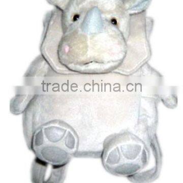 Gray plush rhino backpack