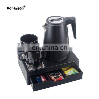 Honeyson new luxury design hotel electric kettle drawer tray set