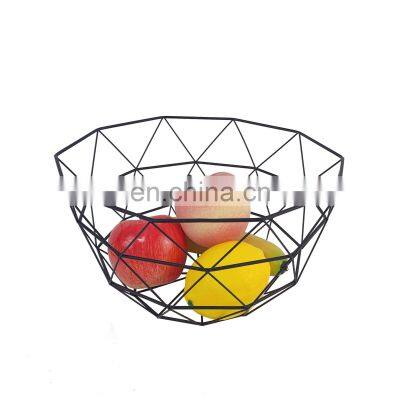 High Quality Fruit Bowl Metal Fruit Basket Round Geometric Mesh Storage Fruit Basket