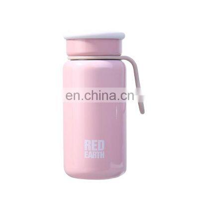 Eco-friendly cute 220ml double wall vacuum flask insulated water bottle with lift ring