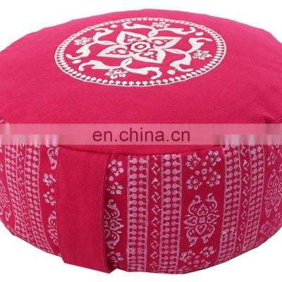 Natural buckwheat filled half printed or embroidered style yoga meditation cushion