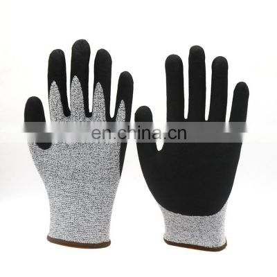 HY En388 4543 Nitrile Glove Coating Machine Cut Resistant Scrub Glove From China Guantes De Trabajo