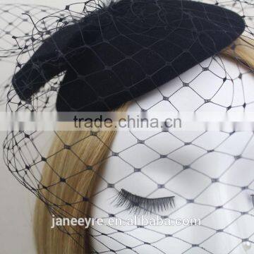 2015 Fashionable Mini Wool Hat Fascinator Hat With Veiling photo-4