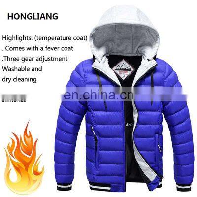 Wholesale Custom Large Size Fashion Trend Men's Long-sleeved Down Warm Hooded Smart Heating Adjustable Temperature Jacket photo-4