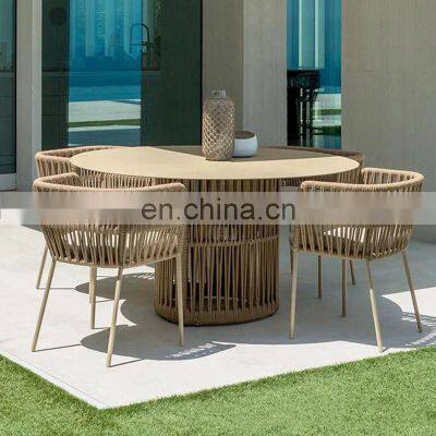 Outdoor Courtyard Dinner Chair New Design Patio Furniture Leisure Four Sets Table and Chair Make With Rattan photo-5