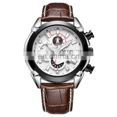 MEGIR Mens Watches 2065 Designed Men's Leather Strap Calendar Quartz Fashionable Charming Watch