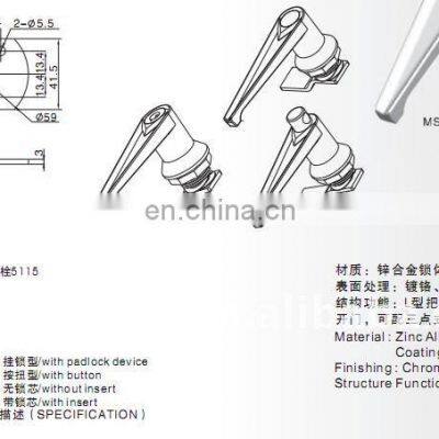 MS301&302 Zinc Alloy Metal Cabinet Cabinet Electronic / Electrical L--Handle Alloy Handle Locks photo-5