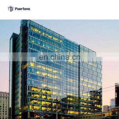 Frameless Mirror Curved Double Glass Curtain Wall Facade Building With Operable Awning Window photo-5