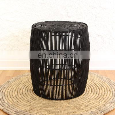 Black Woven Round Shape Natural Rattan Coffee Table High Quality Side Table Plant Stand Cheap Wholesale