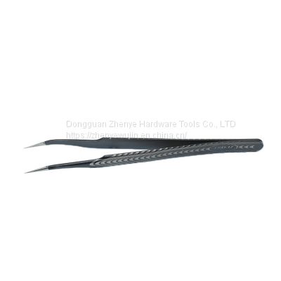 Single fine stainless steel black anti-static clip with texture ESD-17 tweezers for eyelash grafting