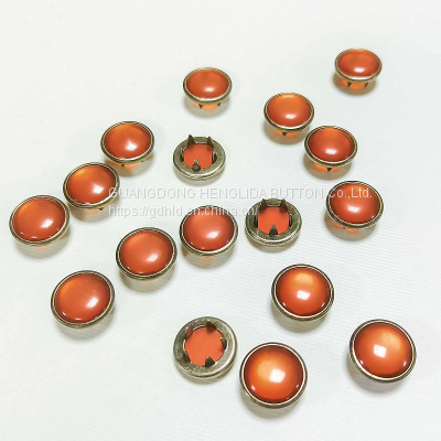 HLD factory custom color BRASS&SS 16L 18L pearl Prong snap button for garment