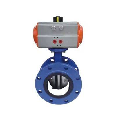 Factory Sale Epoxy Coated Ductile Iron Double Flanged Butterfly Valve with Pneumatic Actuator