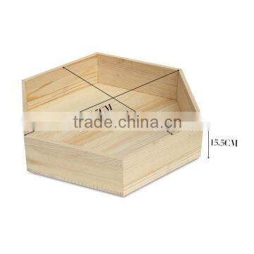 2016 Hot Sale Custom Hexagon Wooden Fruit Storage Box Made in China