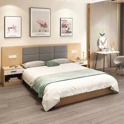 Modern Bedroom Furniture Sleep Storage Wooden Platform King Size Bed Frame Hotel Double Bed Base photo-2