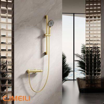 Brass 2-Function Shower Faucet Set, Gunmetal Gray Shower System With Handheld Spray, Wall-Mounted Bathroom Shower Mixer Tap,5 Colors