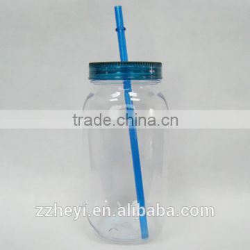 24oz Plastic cold drink cup with straw