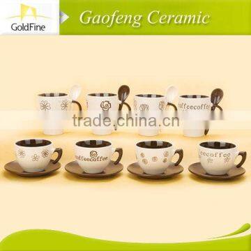 porcelain ceramic cup and saucer for cafe, colored cup and saucer