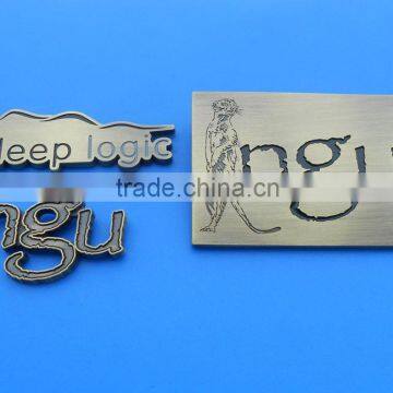 Leapard Logo Engraved U Clip Antique Bronze Metal Plate for Bag