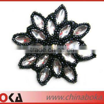 Fashion flower handmade beaded rhinestones applique patches