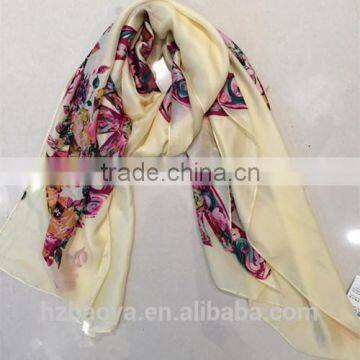 factory 100% polyester silk-like floral scarf for spring