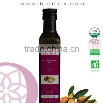 Culinary Morocco Organic Argan Oil - Extra Virgin Cooking Oil With Roasted Seeds - Marasca Dark Glass Bottle 250 ml