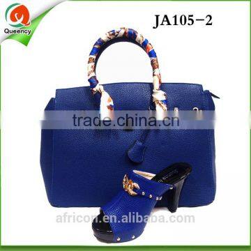 2016 good quality high heel sandals matching bag JA105-02 blue