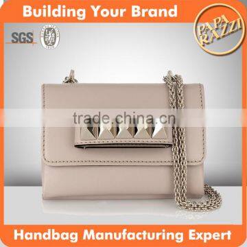 S034 Latest first class PU clutch Bags with Pyramid Studs Shoulder strap Handbags Factory                        
                                                Quality Choice