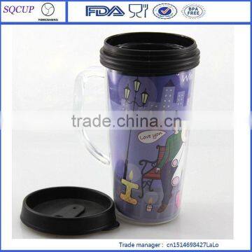 Newest Double Wall Plastic Starbucks Mug With Removable Paper Inside and With Handle or no Handle photo-5