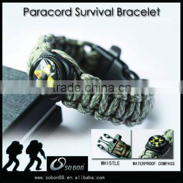 Custom 550 Paracord Survival Bracelet! Fire Starter! Fishing Kit! Whistle!