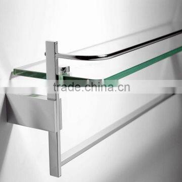 metal glass shelf with towel bar