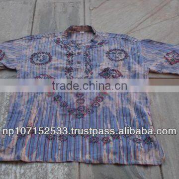 SHMS10 strappy cotton stone wash tiedye block print half sleeve shirt