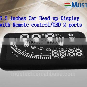 5.5 inches Colorfull Car Head-up Display with Remote control/OBD 2 ports