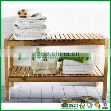 Double layer bamboo bathroom storage rack