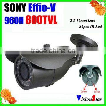 800TVL SONY EFFIO-V Super WDR OSD Menu 2.8-12mm Zoom Lens Weatherproof Video Camera Outdoor