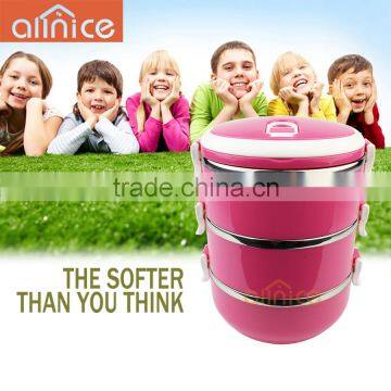 Multilayer Light Surface Round Shape Design Insulation PP Inner Stainless Steel Tiffin Box /bento Box With Air Hole p Handle photo-6