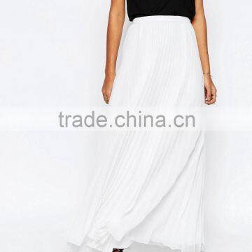 Fashion Custom Designs Summer White Pleated Long Maxi Skirt For Women China Manufacture photo-2