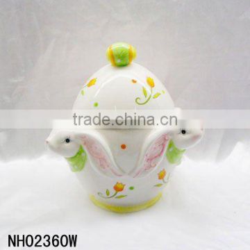 Easter rabbit decorative ceramic candy jar