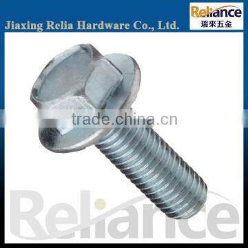 Blue Zinc Plated Full Threaded Galvanized Unslotted Hex Washer Head Machine Screw