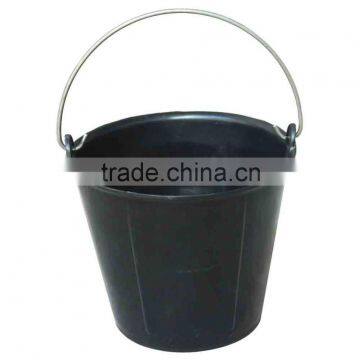 Black flexible plastic buckets for building use