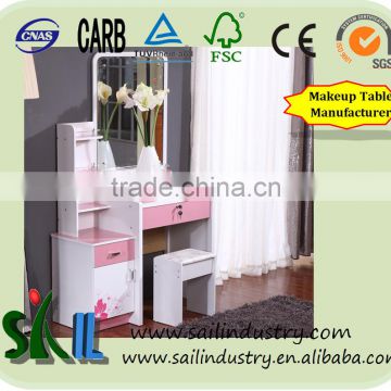 Fasion Pink Wooden Cosentic Dressing Cabinet with Mirror