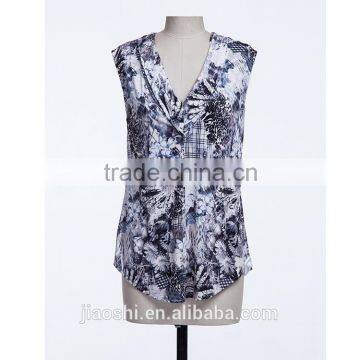 Latest Designs New Style Spandex Printed Sleeveless Lady Blouse & Top for Women photo-2