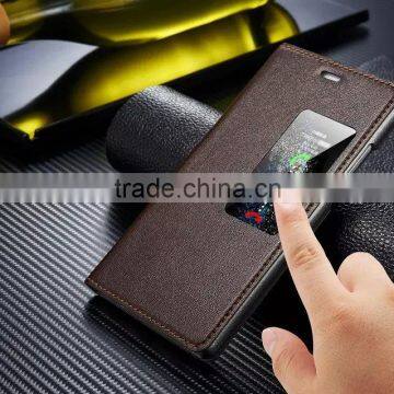 Microfiber leather with slim window model case for huawei p8/slim window model case for huawei p8