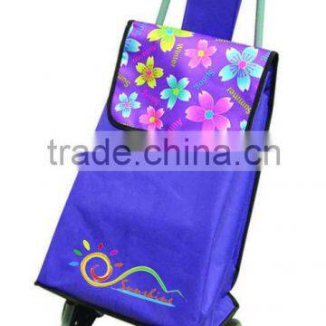 Fashion cooler bag shopping bags with seat,shopping trolley with telescopic handle