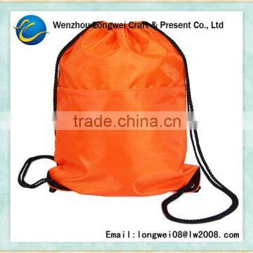 orange backpack drawstring polyester foldable laundry bag