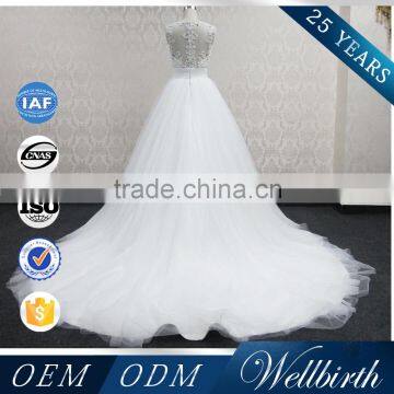 WD10 Hot Selling Senior Hand-made Beaded Bling Crystal White Wedding Dress photo-2